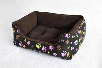 Full detachable style canvas square kennel Super Soft short plush Winter Warm Cat nest with removable cushion Pet nest mattress