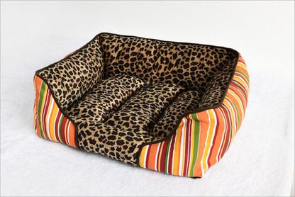 Full detachable style canvas square kennel Super Soft short plush Winter Warm Cat nest with removable cushion Pet nest mattress